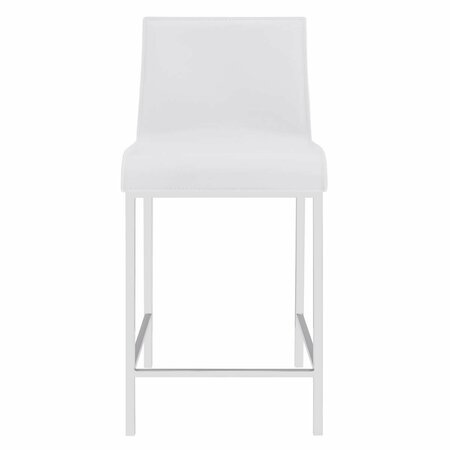 HOMEROOTS Leather & Steel Counter Stools White - Set of 2 400591